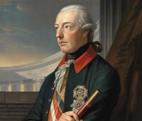 Josef II. (1741 - 1790), syn Marie Terezie, král uherský a král český, markrabě moravský a arcivévoda rakouský. Zdroj: Wikipedie, Carl von Sales (výřez)